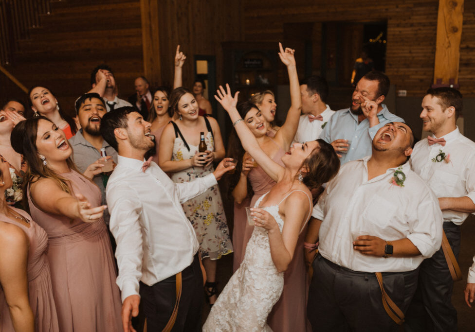 Guests toasting the bride at wedding brought to you by Los Angeles wedding DJ Art of the Party DJs